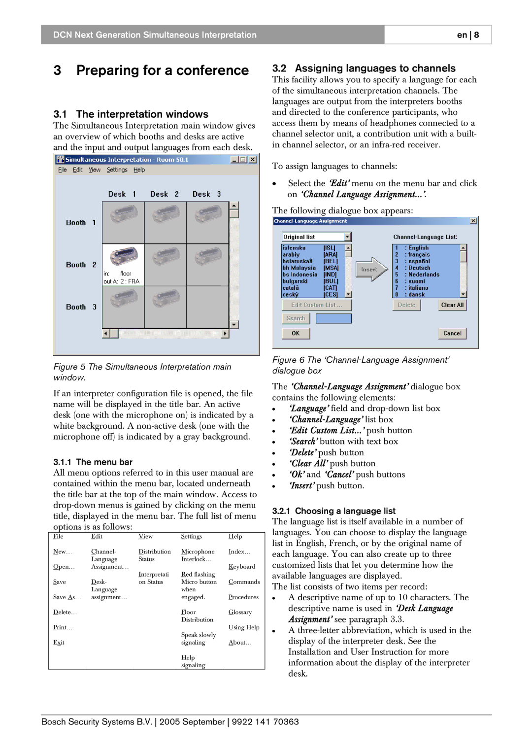 Bosch Appliances LBB 4172 user manual Preparing for a conference, Interpretation windows, Assigning languages to channels 