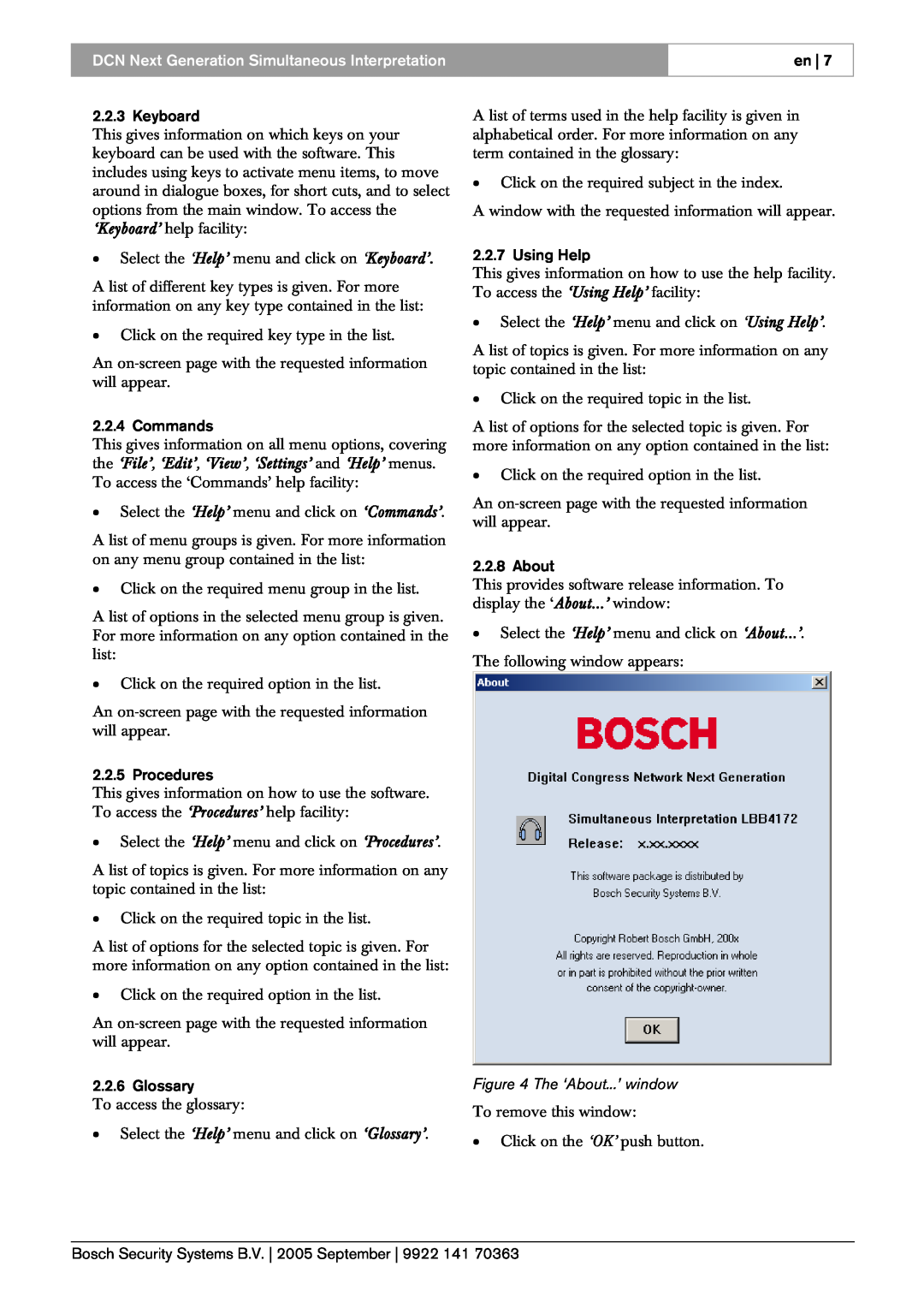 Bosch Appliances LBB 4172 DCN Next Generation Simultaneous Interpretation, Select the ‘Help’ menu and click on ‘Keyboard’ 