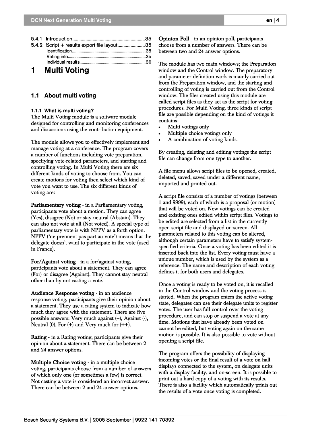 Bosch Appliances LBB 4176 user manual 1Multi Voting, About multi voting, DCN Next Generation Multi Voting 