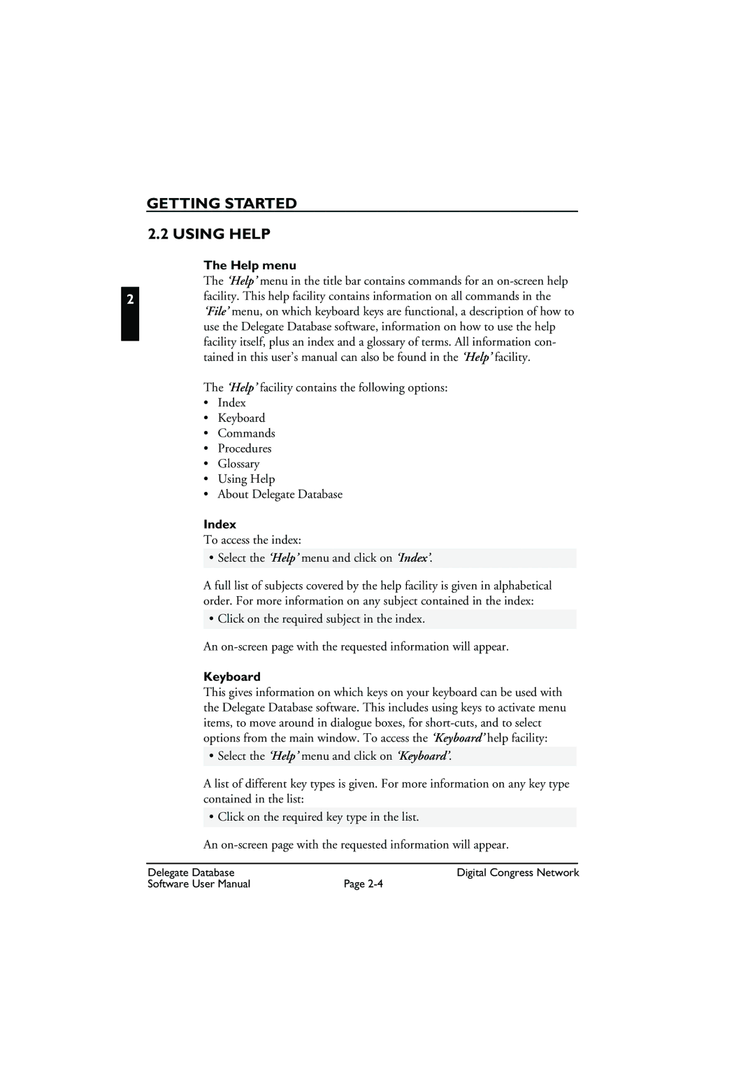 Bosch Appliances LBB3580 user manual Getting Started Using Help, Help menu, Index, Keyboard 