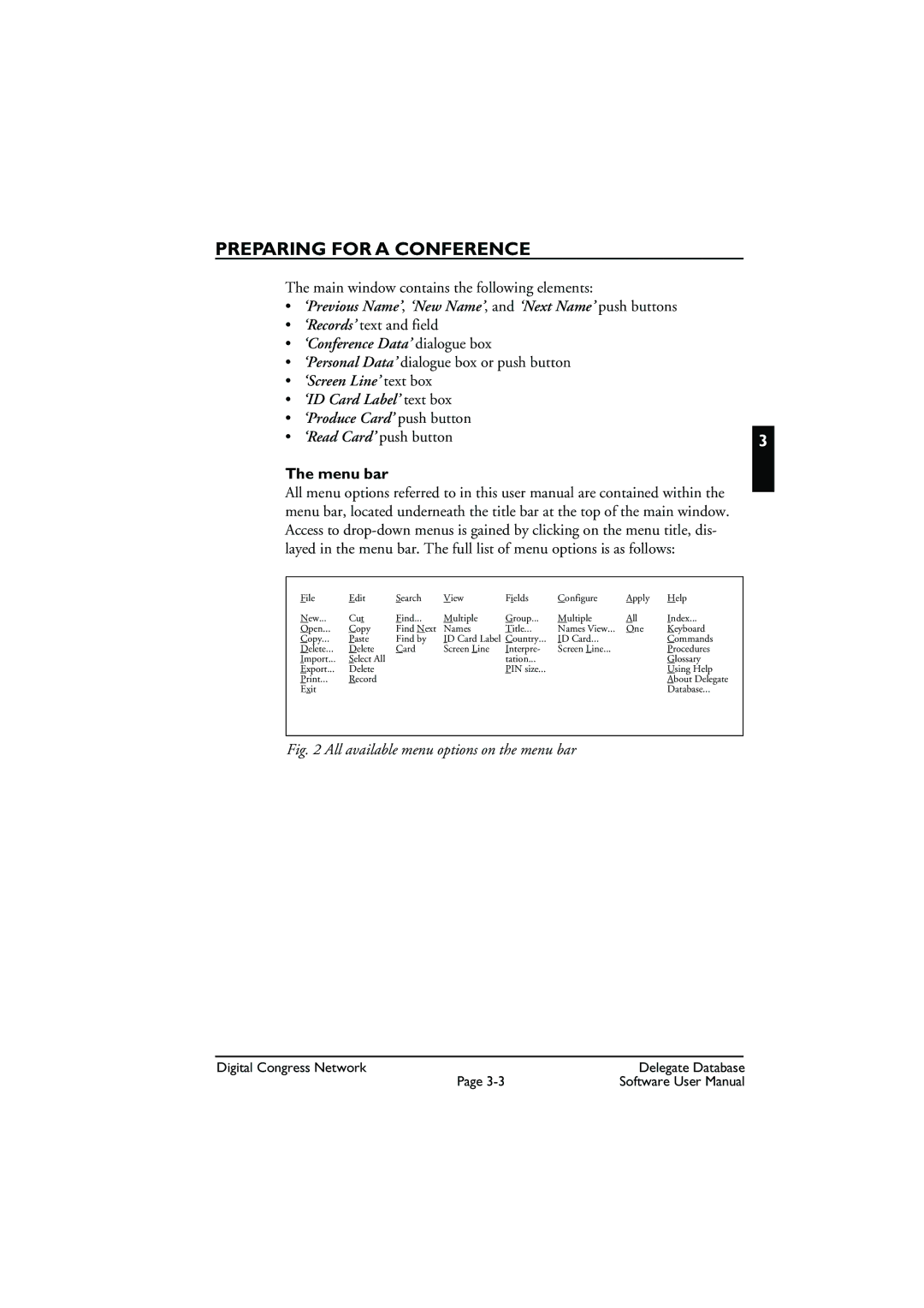 Bosch Appliances LBB3580 user manual Preparing for a Conference, Menu bar 