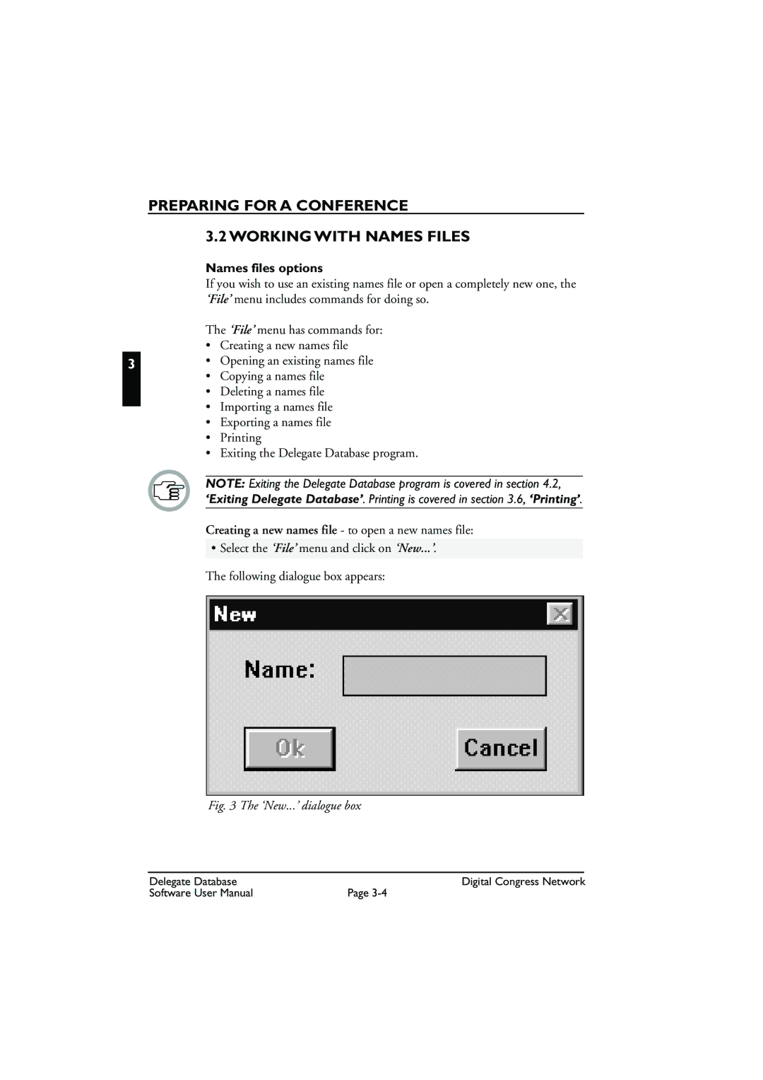 Bosch Appliances LBB3580 user manual Preparing for a Conference Working with Names Files, Names files options 