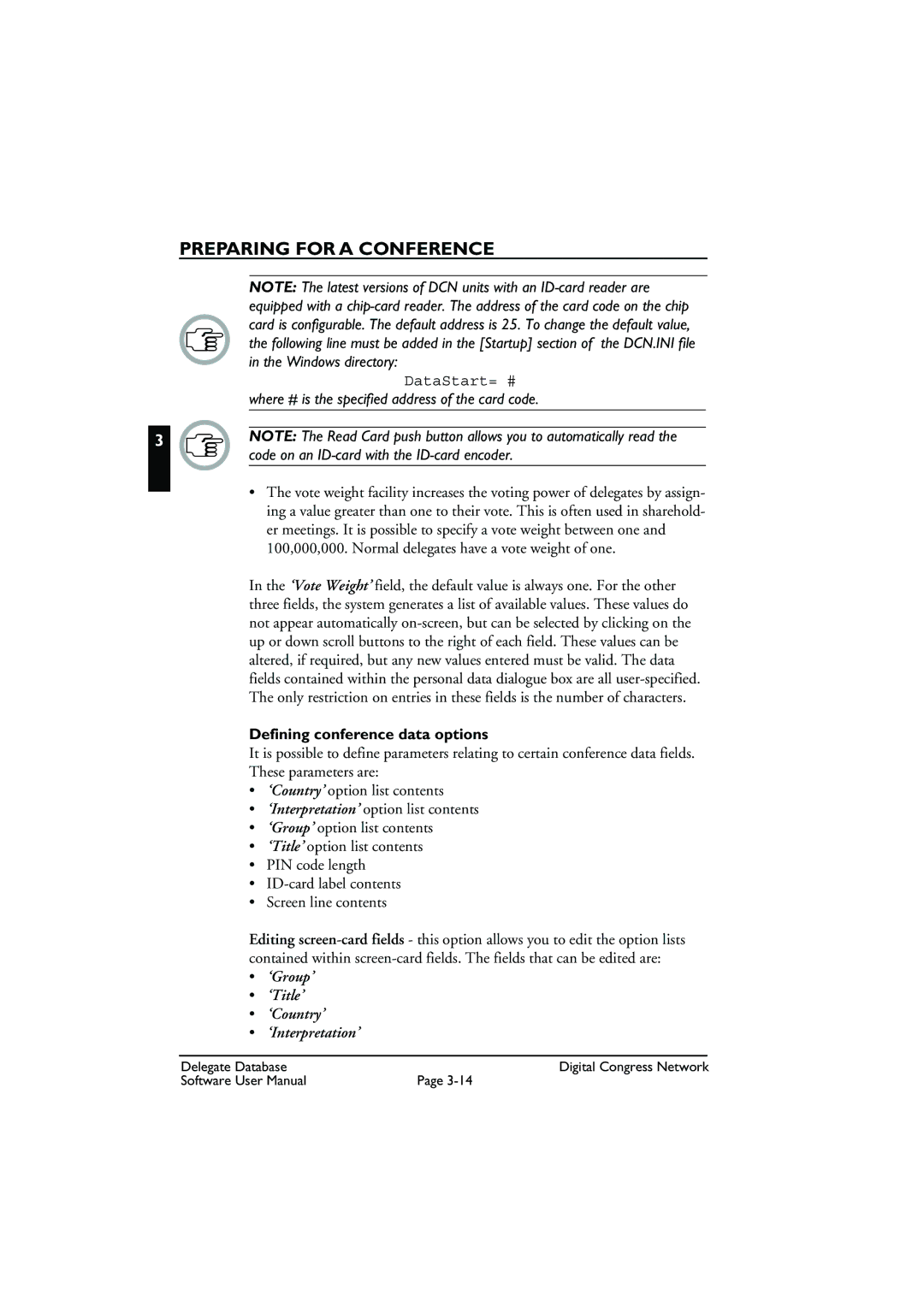 Bosch Appliances LBB3580 user manual DataStart= #, Defining conference data options 