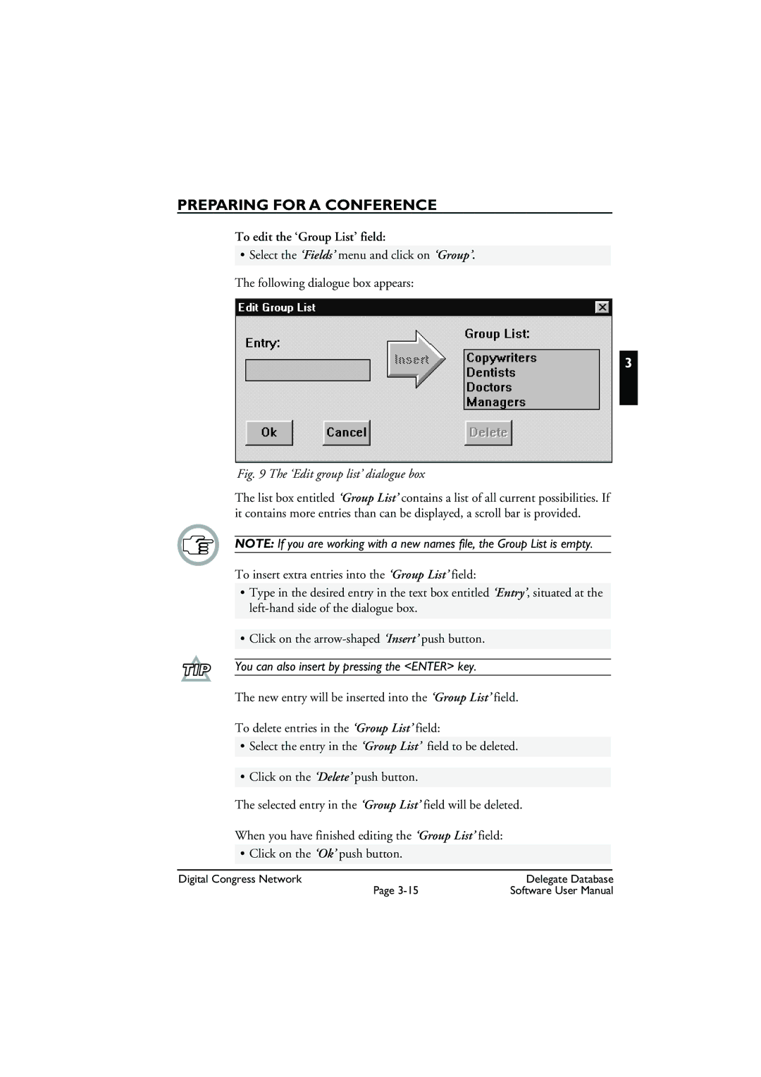 Bosch Appliances LBB3580 user manual To edit the ‘Group List’ field 