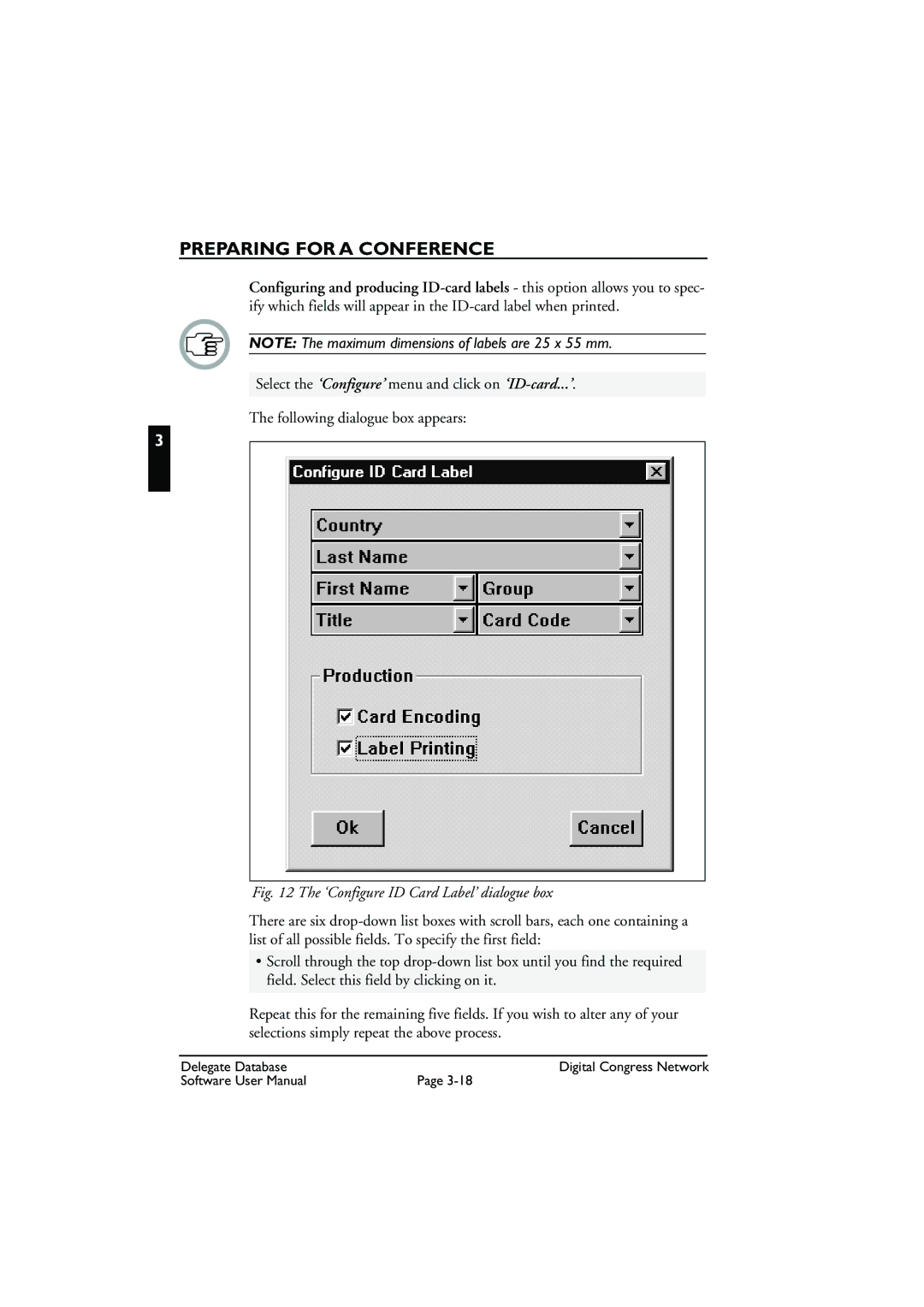 Bosch Appliances LBB3580 user manual ‘Configure ID Card Label’ dialogue box 