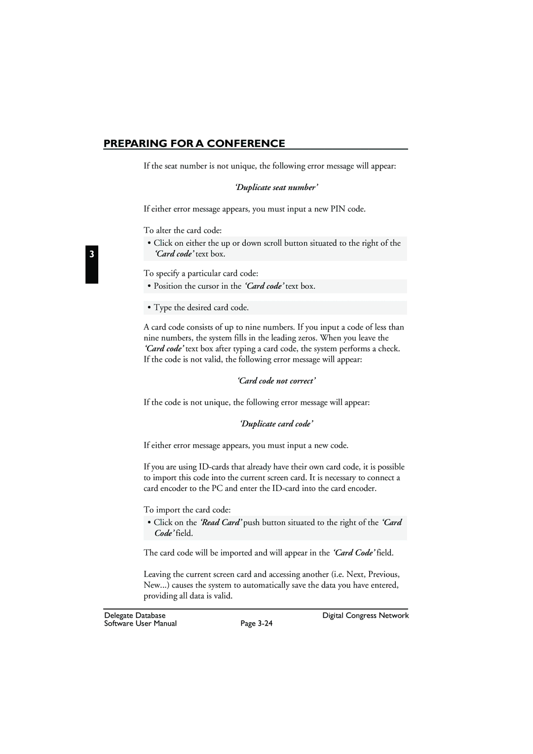 Bosch Appliances LBB3580 user manual ‘Card code’ text box 