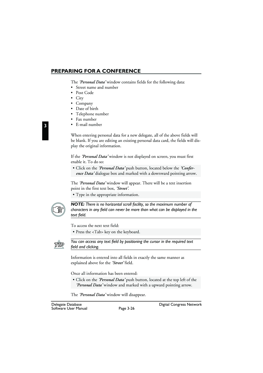 Bosch Appliances LBB3580 user manual ‘Personal Data’ window will disappear 