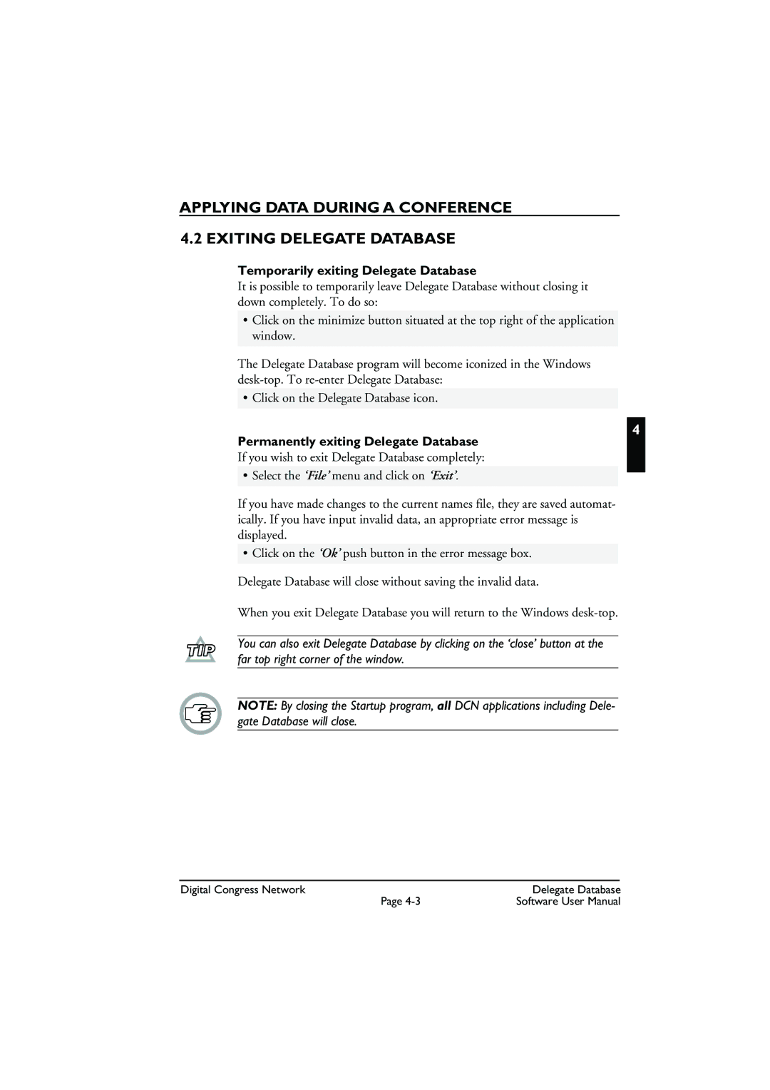 Bosch Appliances LBB3580 user manual Applying Data During a Conference Exiting Delegate Database 