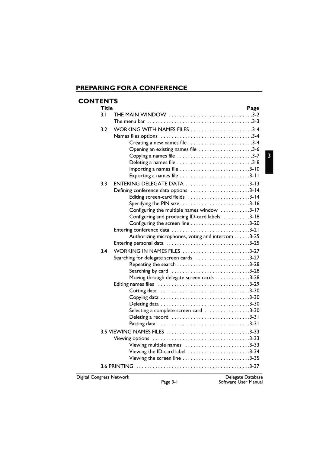 Bosch Appliances LBB3580 user manual Preparing For A Conference Contents, Title, Page 
