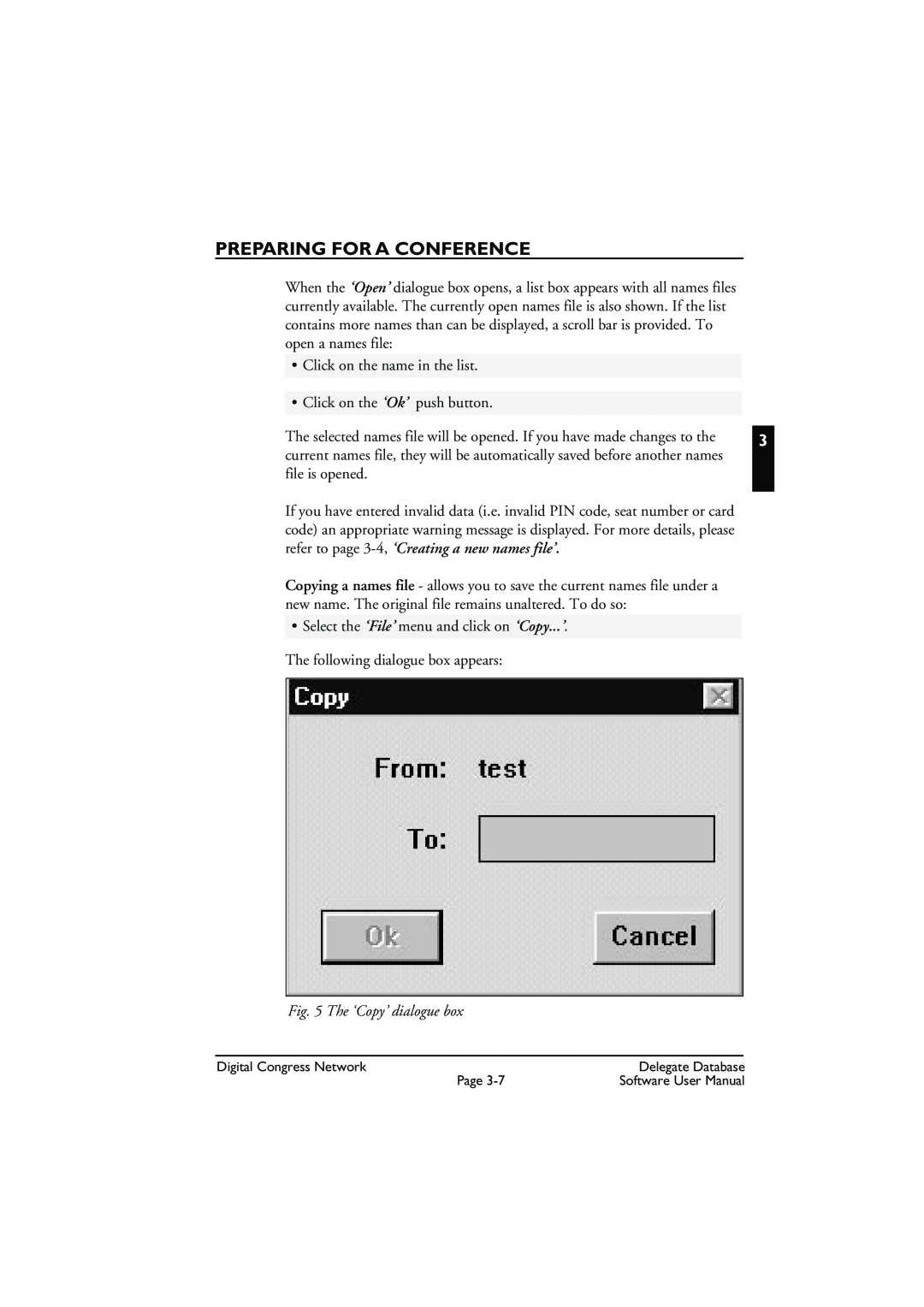 Bosch Appliances LBB3580 user manual The ‘Copy’ dialogue box, Preparing For A Conference, Click on the name in the list 