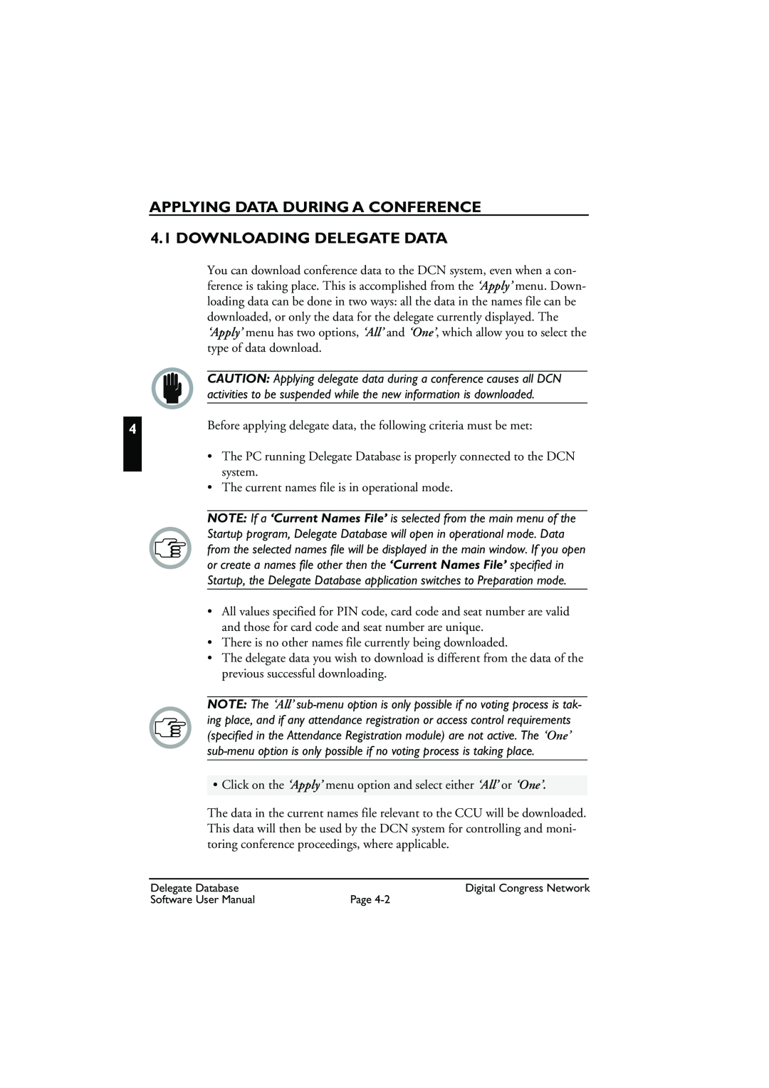 Bosch Appliances LBB3580 user manual Applying Data During A Conference, Downloading Delegate Data 