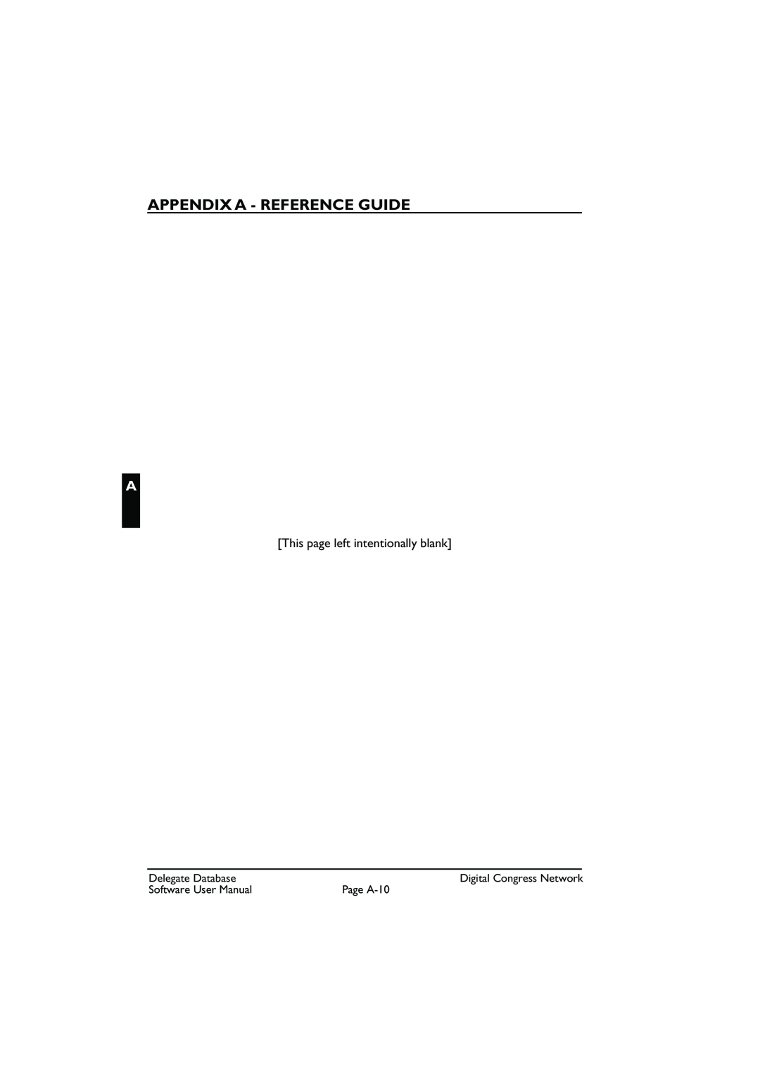 Bosch Appliances LBB3580 user manual Appendix A - Reference Guide, Delegate Database, Page A-10, Digital Congress Network 
