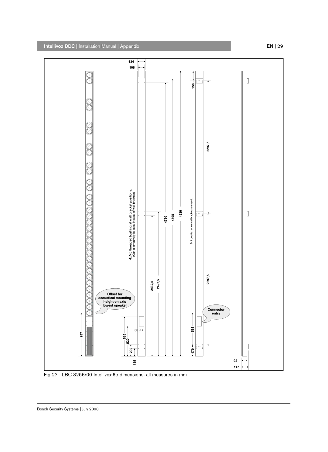 Bosch Appliances LBC 325X installation manual LBC 3256/00 Intellivox-6c dimensions, all measures in mm 