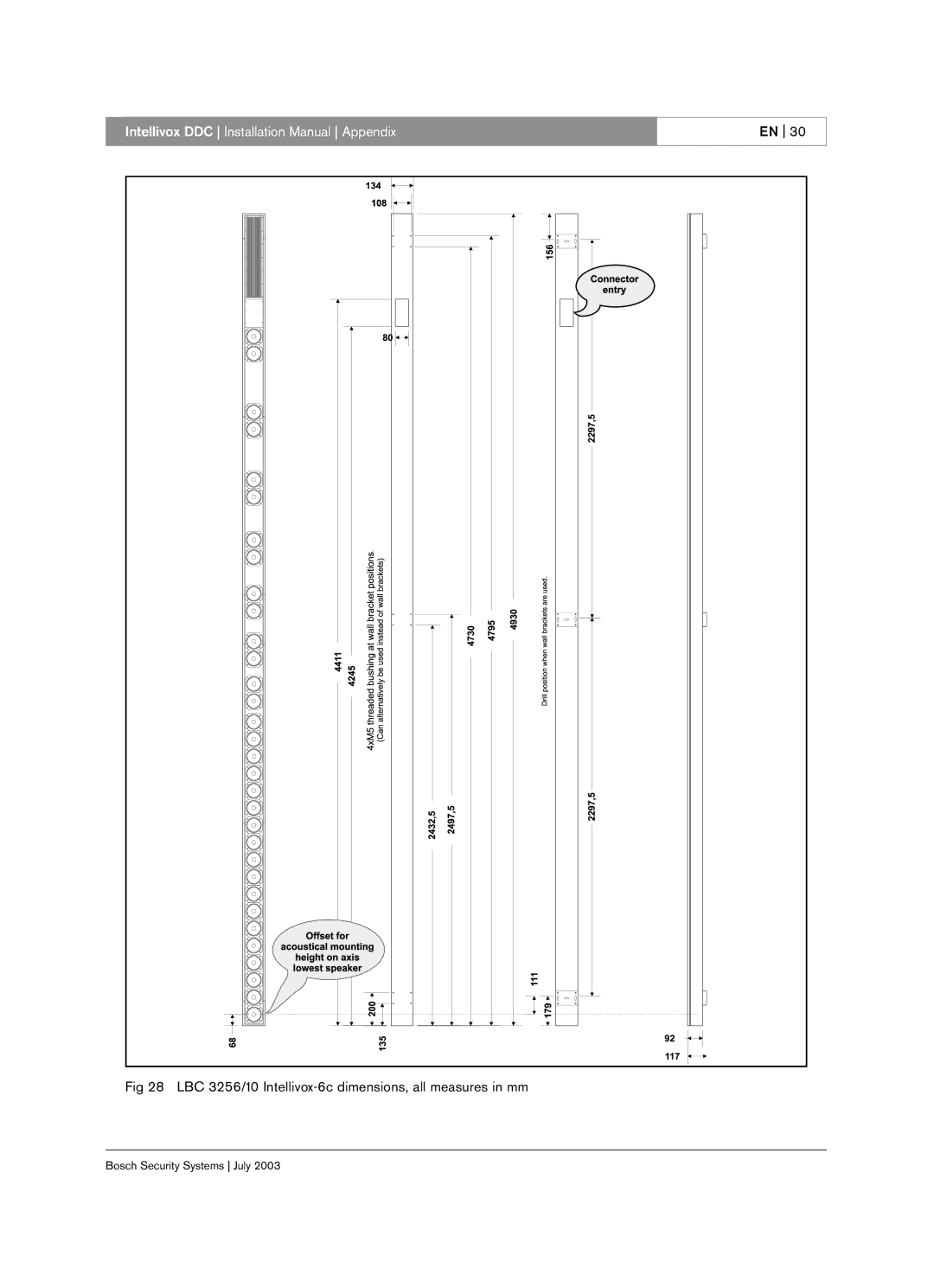 Bosch Appliances LBC 325X installation manual LBC 3256/10 Intellivox-6c dimensions, all measures in mm 