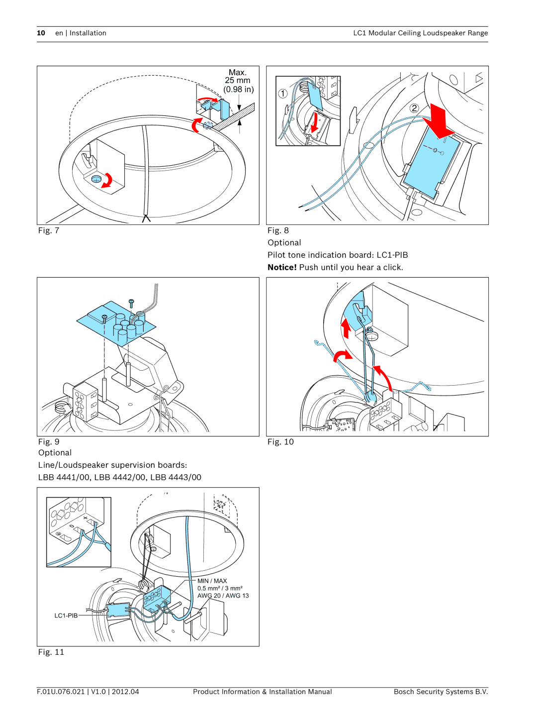 Bosch Appliances LC1 installation manual Max mm 