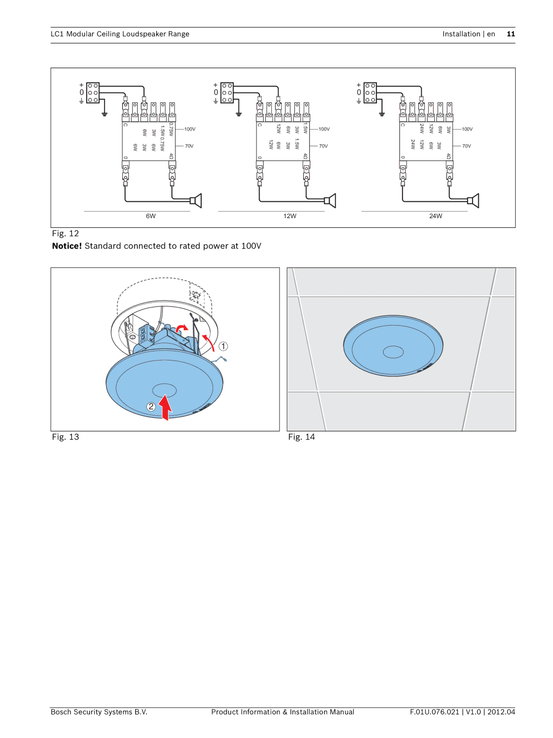 Bosch Appliances LC1 installation manual 12W 24W 