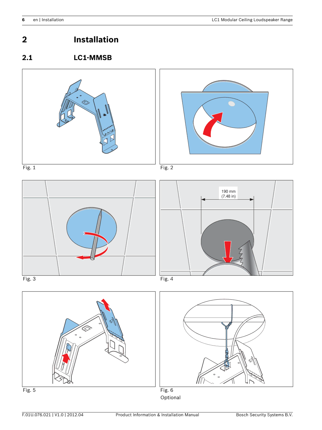 Bosch Appliances LC1 installation manual 2Installation 