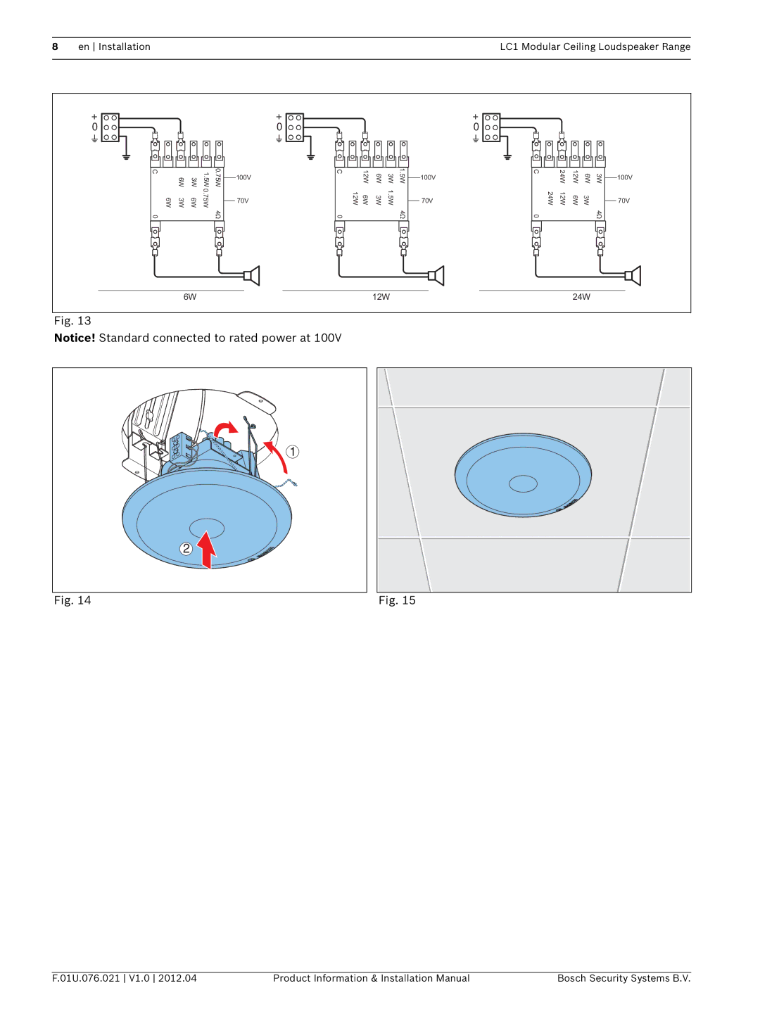 Bosch Appliances LC1 installation manual 12W 24W 