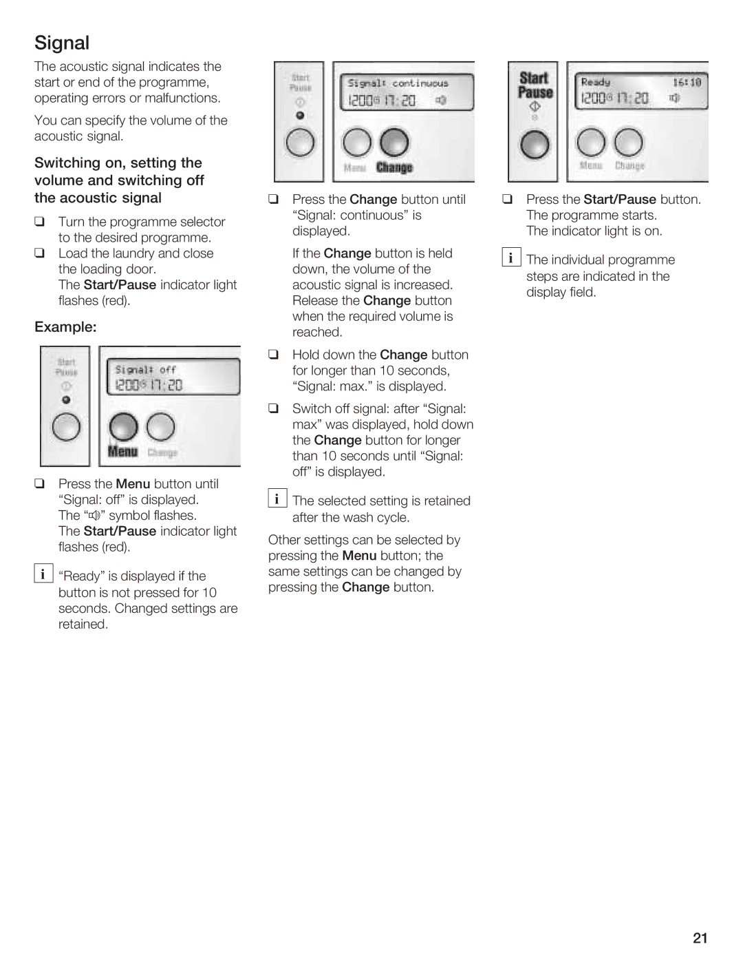 Bosch Appliances LOGIXX 9 manual Signl, Exmpl 