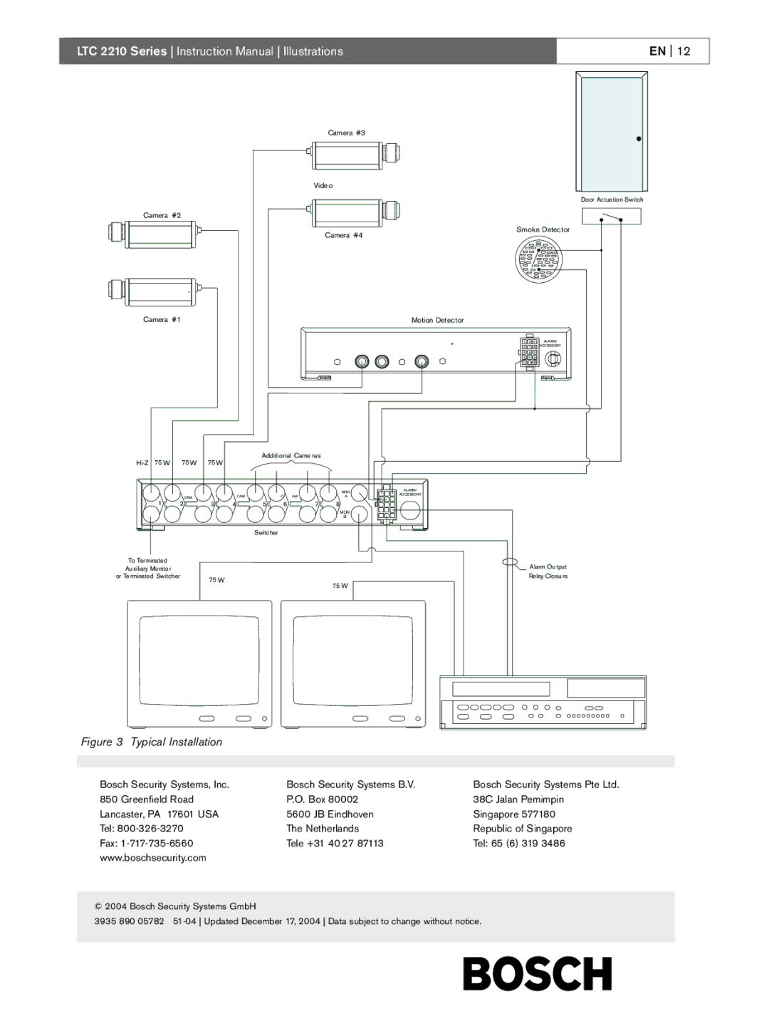 Bosch Appliances LTC 2210 instruction manual Typical Installation 