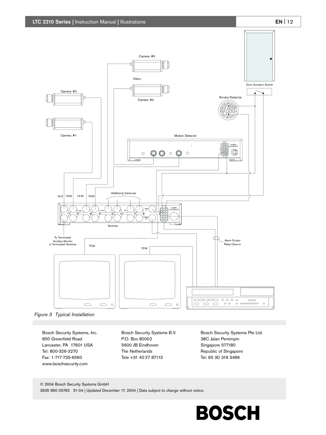 Bosch Appliances LTC 2210 instruction manual En, Typical Installation 