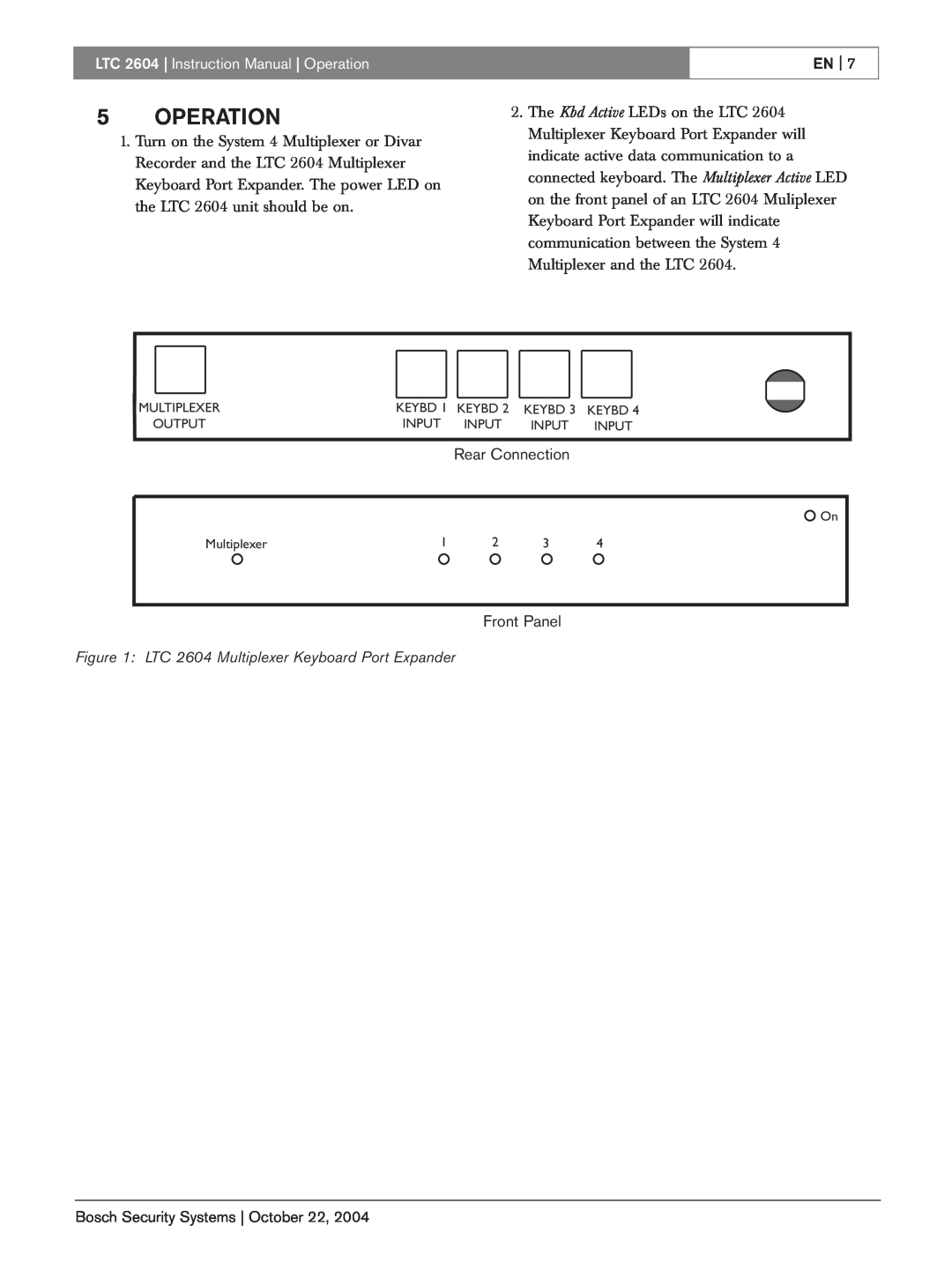 Bosch Appliances LTC 2604 instruction manual 5OPERATION, En 