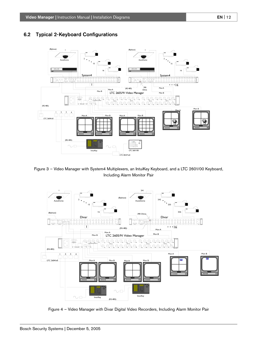 Bosch Appliances instruction manual Typical 2-Keyboard Configurations, LTC 2605/91 Video Manager 