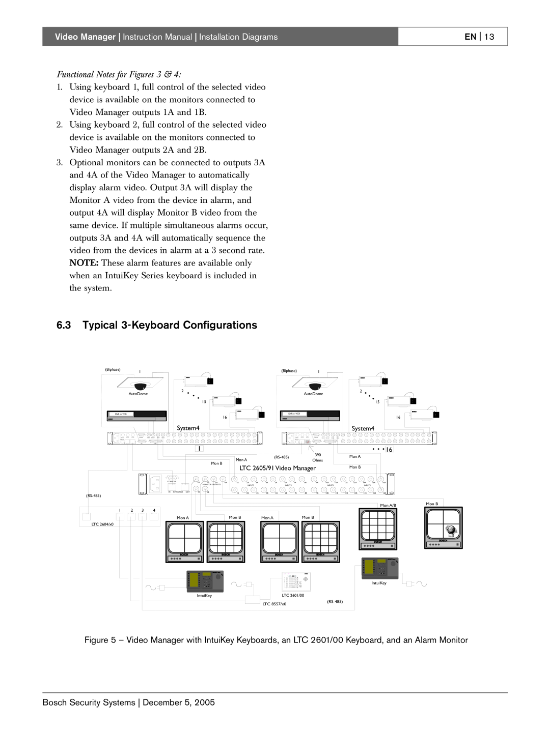 Bosch Appliances LTC 2605/91 instruction manual 6.3Typical 3-KeyboardConfigurations, Functional Notes for Figures, En 