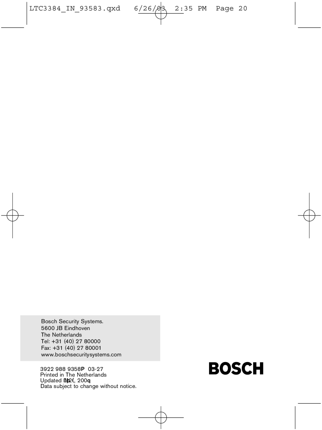 Bosch Appliances LTC 3354 installation manual LTC3384IN93583.qxd 6/26/03 235 PM 