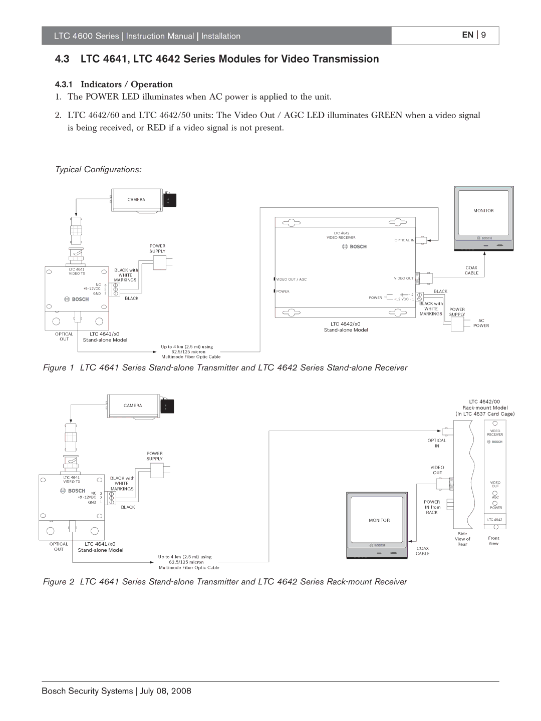 Bosch Appliances LTC 4600 LTC 4641, LTC 4642 Series Modules for Video Transmission, Typical Configurations 