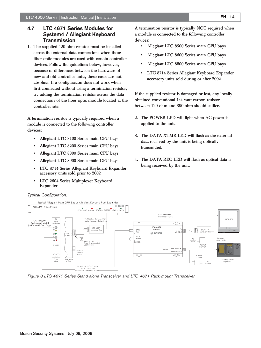 Bosch Appliances LTC 4600 instruction manual En, Allegiant LTC 8100 Series main CPU bays, Bosch Security Systems July 