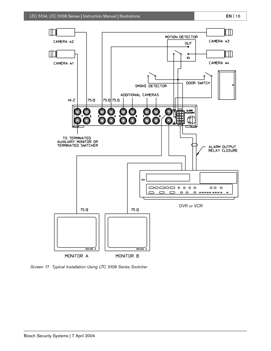 Bosch Appliances LTC 5108, LTC 5104 instruction manual DVR or VCR 