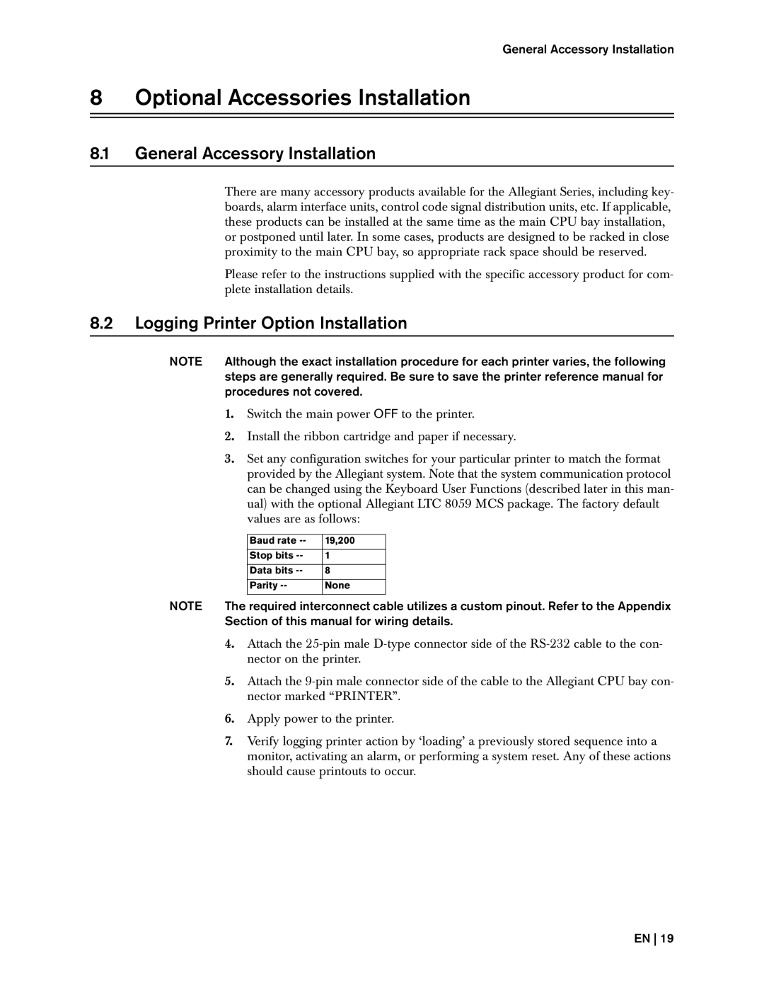 Bosch Appliances 8500, LTC Optional Accessories Installation, General Accessory Installation, Procedures not covered 