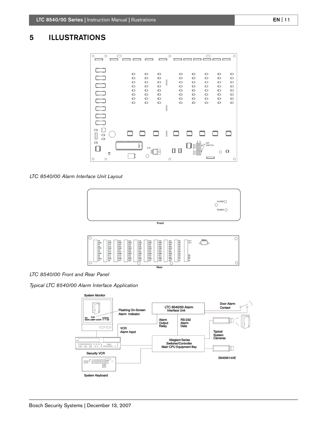 Bosch Appliances instruction manual Illustrations, LTC 8540/00 Alarm Interface Unit Layout 