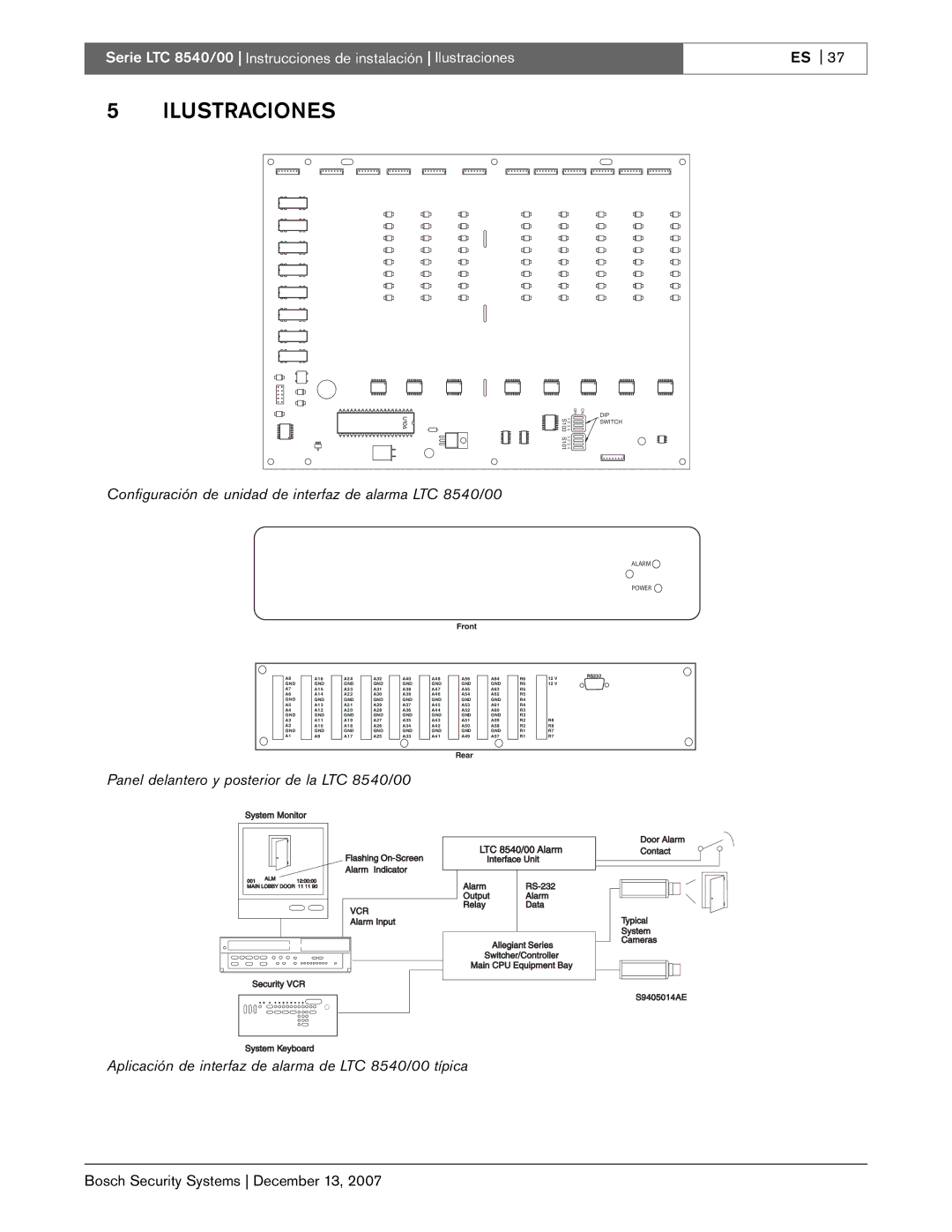 Bosch Appliances instruction manual Ilustraciones, Configuración de unidad de interfaz de alarma LTC 8540/00 