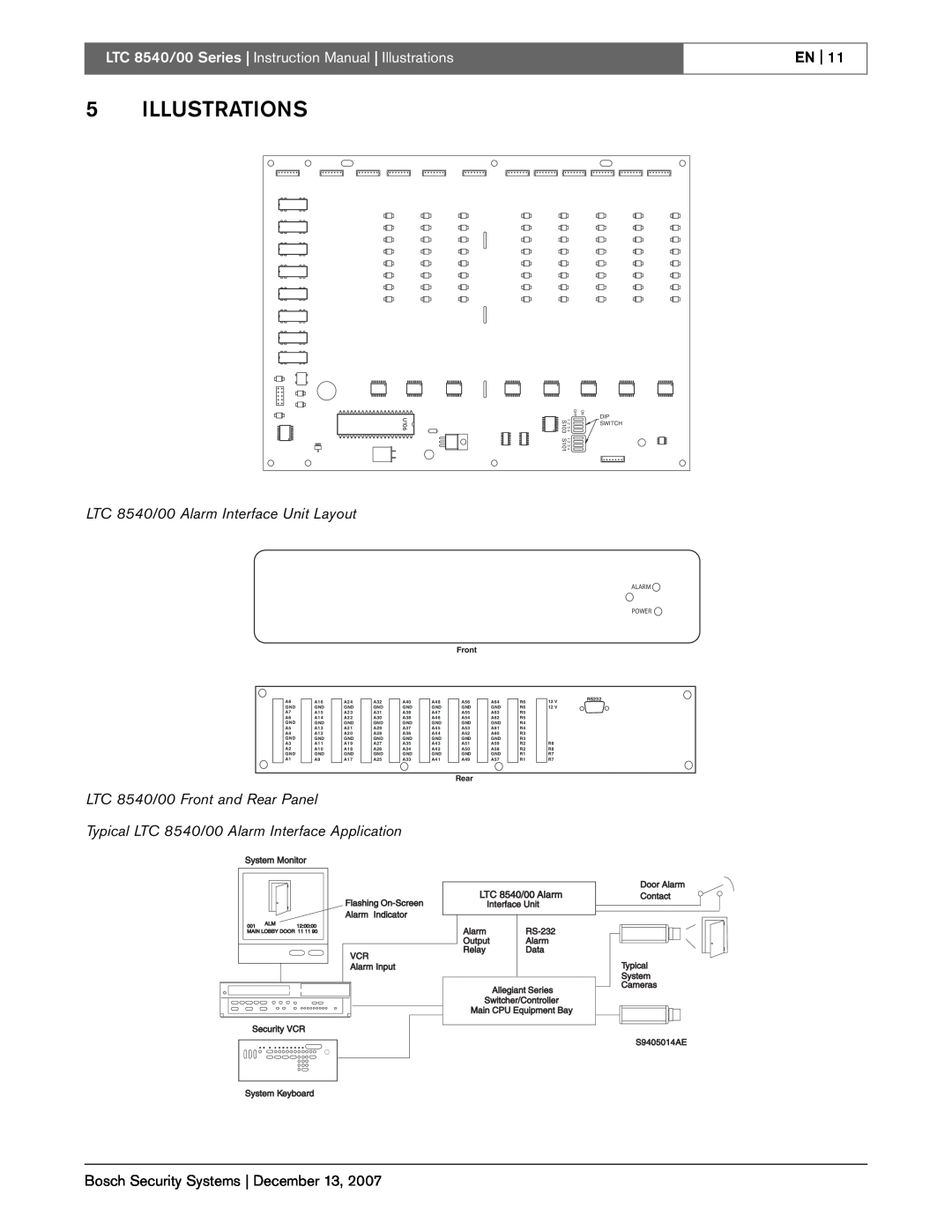 Bosch Appliances LTC 8540/00 instruction manual 5ILLUSTRATIONS, En, Bosch Security Systems December 