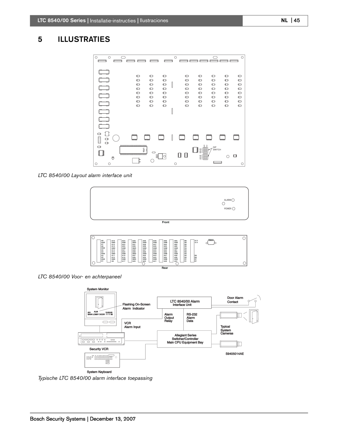 Bosch Appliances LTC 8540/00 instruction manual 5ILLUSTRATIES, Nl, Bosch Security Systems December 