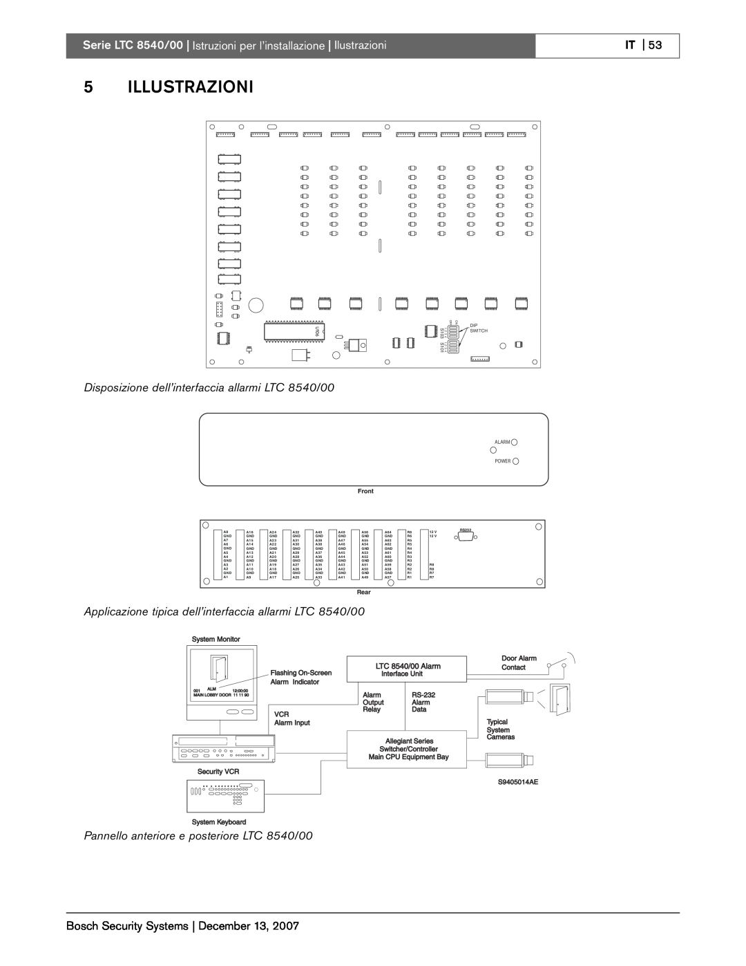 Bosch Appliances LTC 8540/00 instruction manual 5ILLUSTRAZIONI, It, Bosch Security Systems December 
