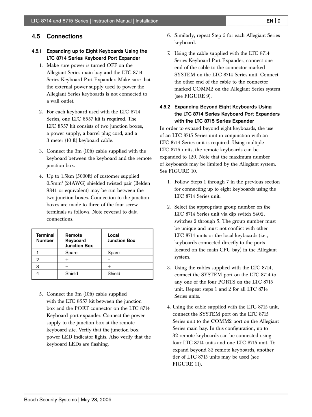 Bosch Appliances LTC 8714, LTC 8715 instruction manual Connections 