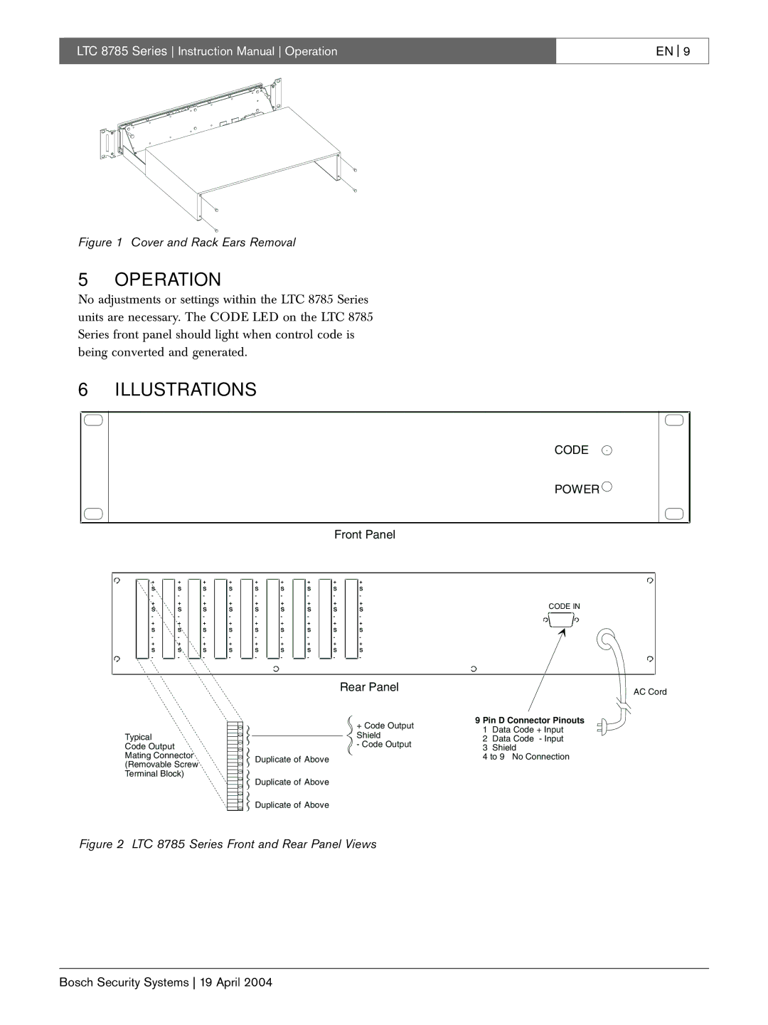 Bosch Appliances LTC 8785 instruction manual Operation, Illustrations 