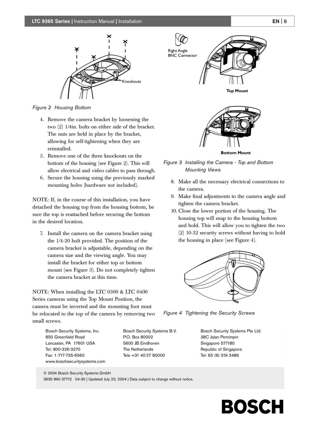 Bosch Appliances LTC 9365/00 instruction manual Housing Bottom 