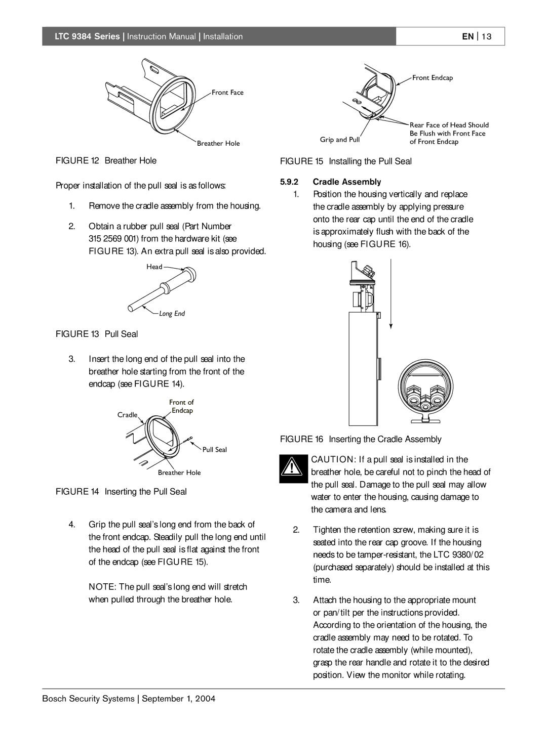 Bosch Appliances LTC 9384 instruction manual Breather Hole, Cradle Assembly 