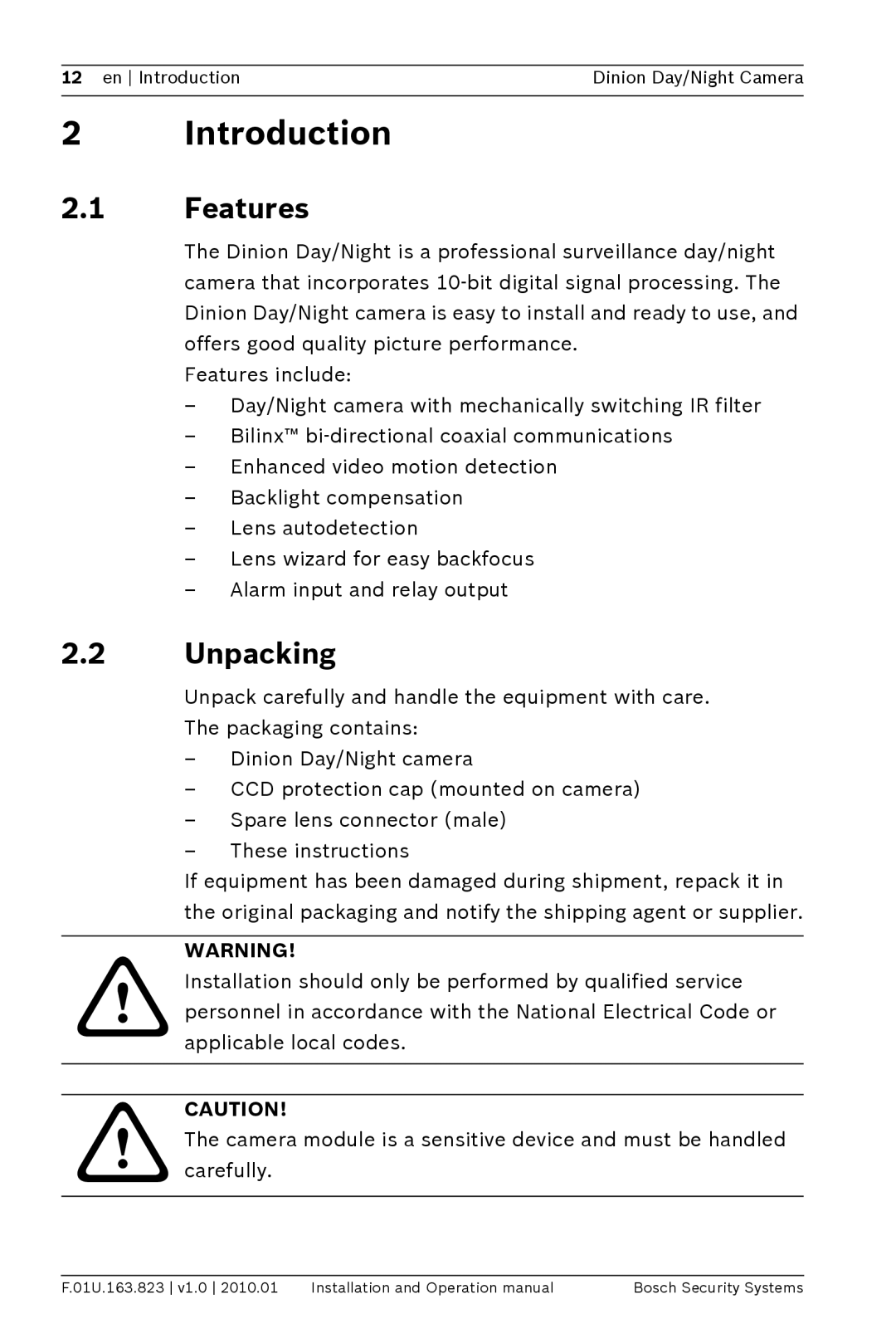 Bosch Appliances LTC0465 operation manual Introduction, Features, Unpacking 