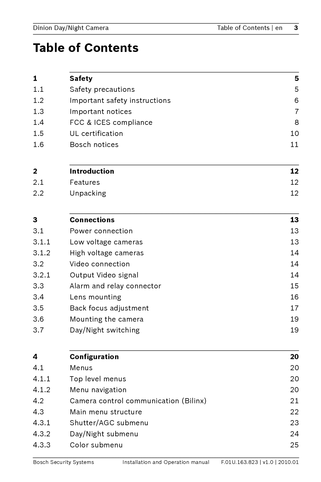 Bosch Appliances LTC0465 operation manual Table of Contents 