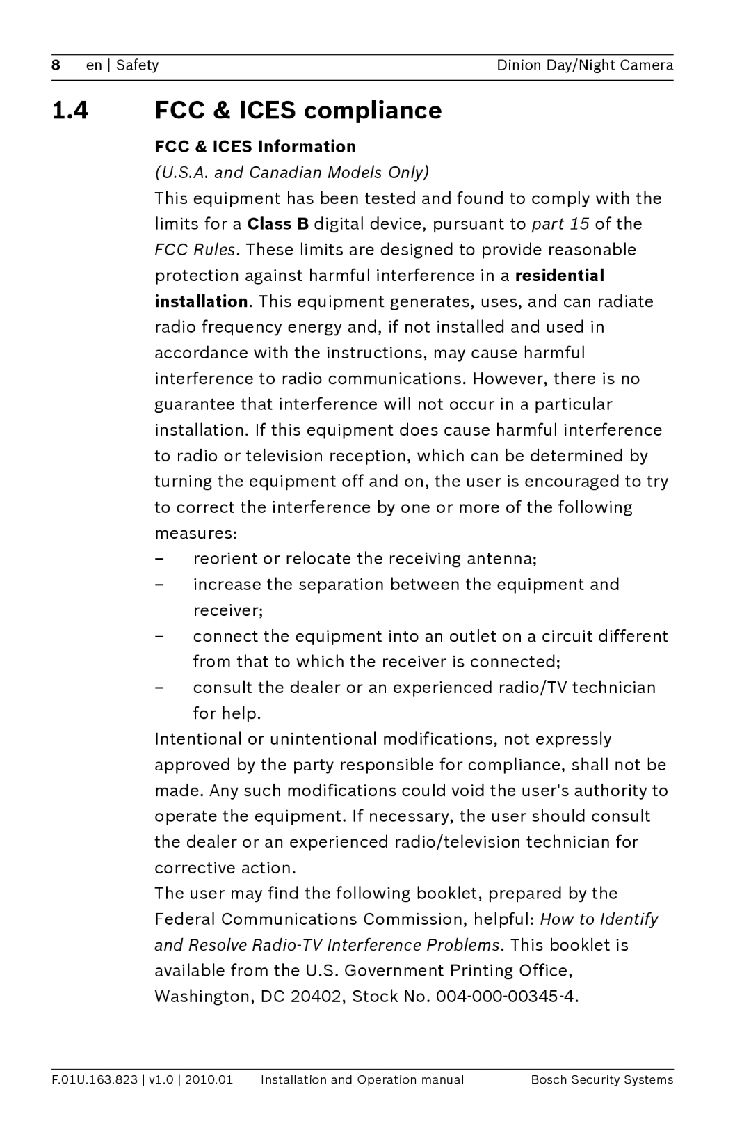 Bosch Appliances LTC0465 operation manual FCC & Ices compliance, FCC & Ices Information 