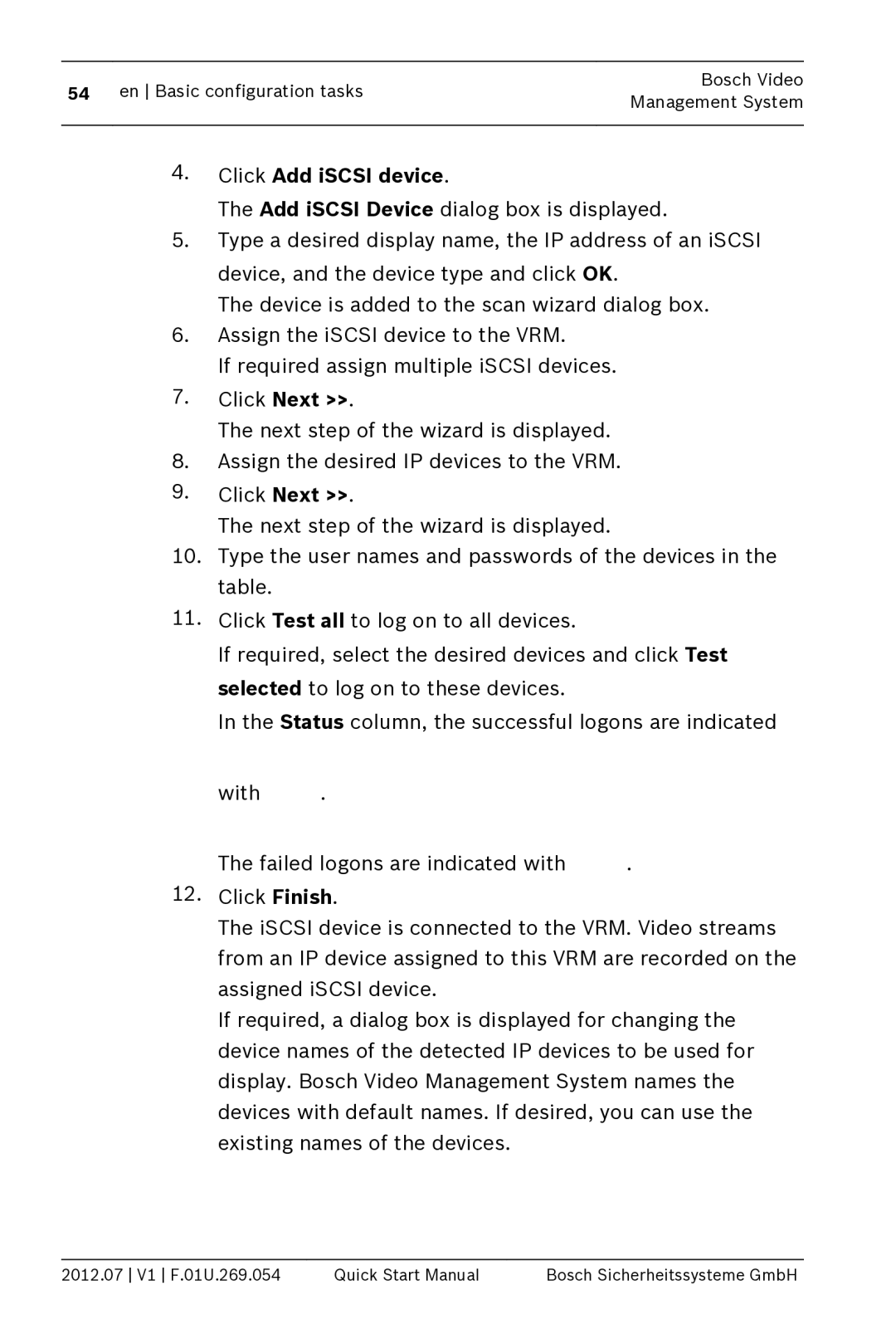 Bosch Appliances MBV-BPRO-40 quick start manual Click Add iSCSI device 