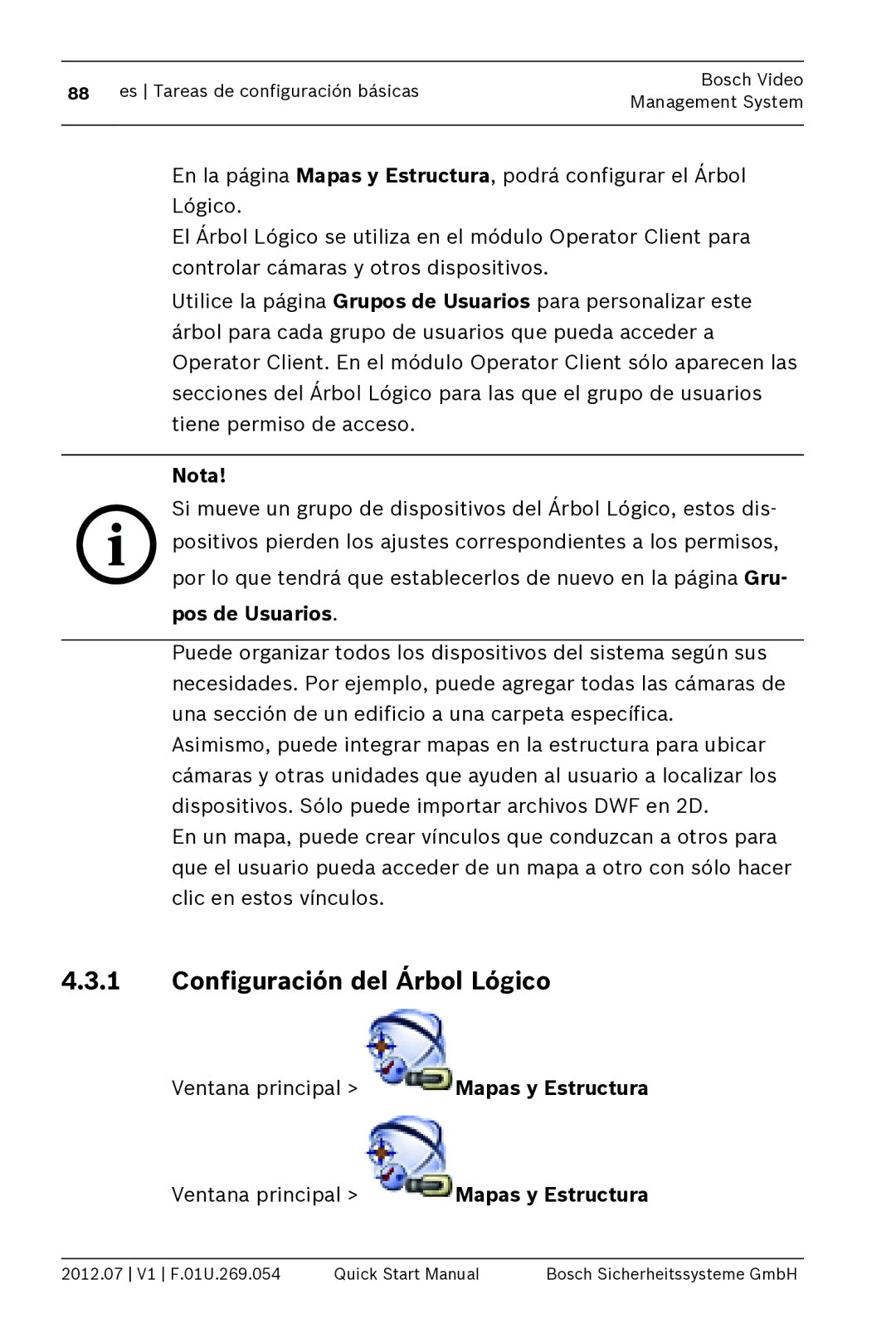 Bosch Appliances MBV-BPRO-40 quick start manual Configuración del Árbol Lógico 