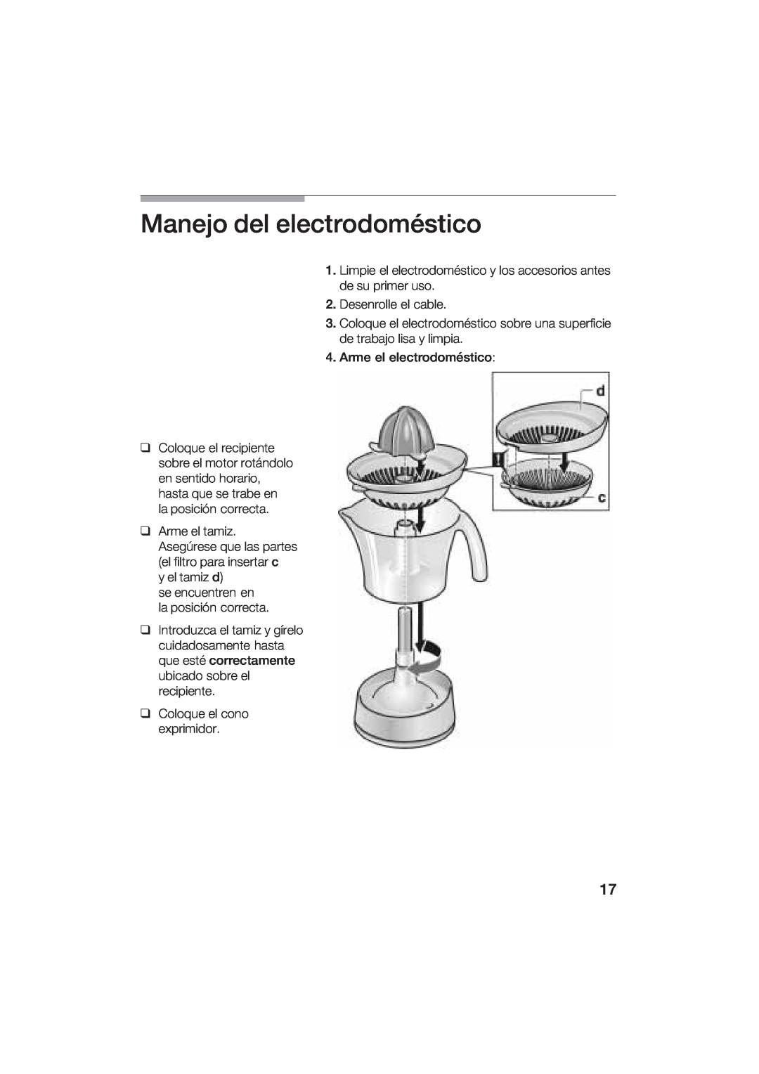 Bosch Appliances MCP 3500 manual Manejo del electrodoméstico 