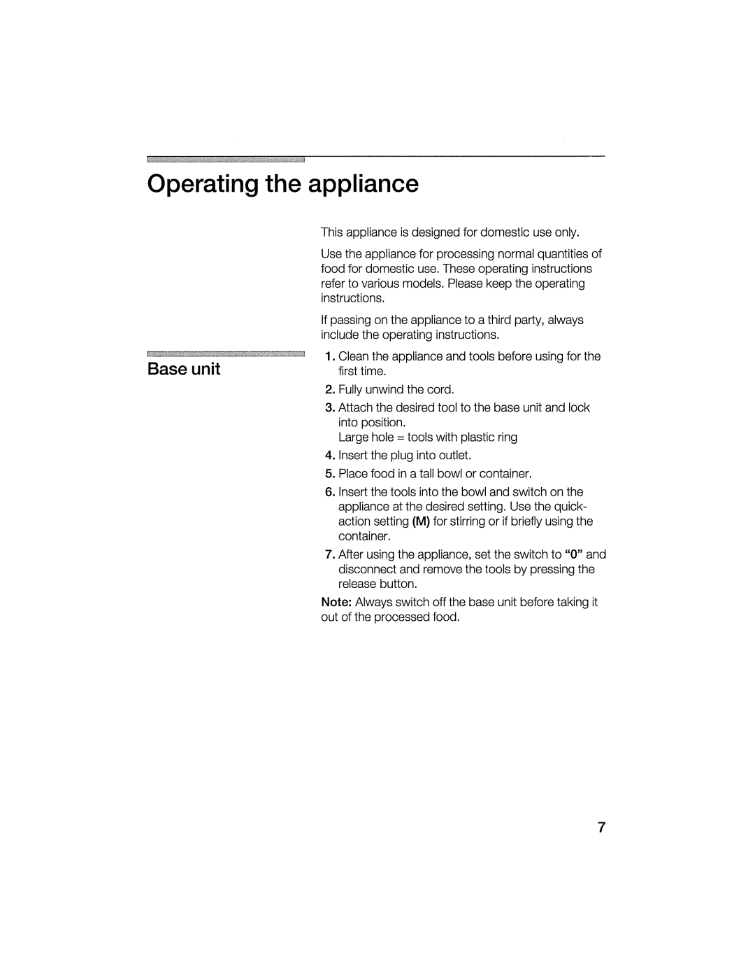 Bosch Appliances MFQ 2100 UC manual 