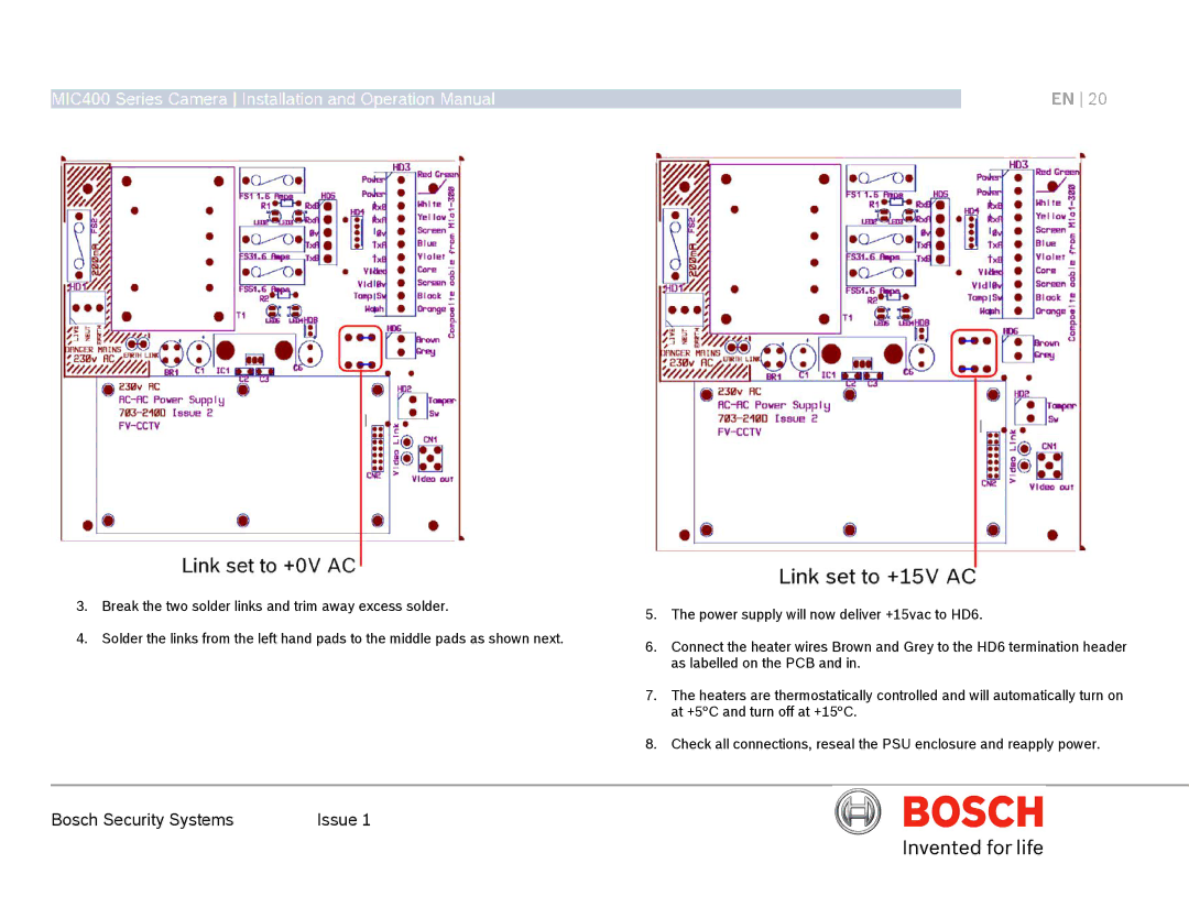 Bosch Appliances MIC400AL operation manual Bosch Security Systems Issue 